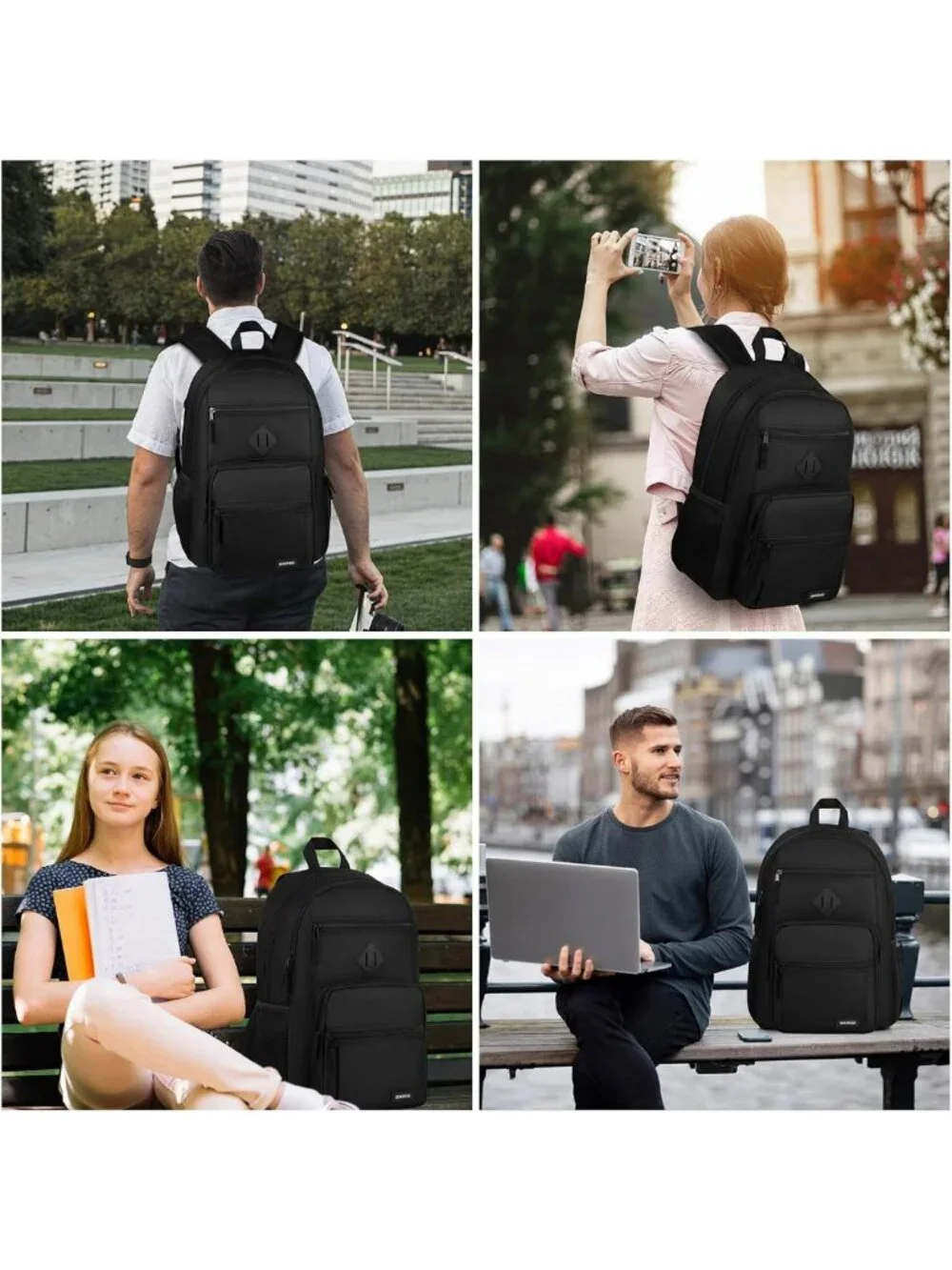 Lightweight Black Backpack for School, Travel & Daily Use - Fits 15.6